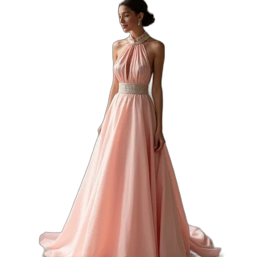 dress, photorealistic, 3d render, pastel, colorful, earth tones, blush, long transparent PNG cut-out