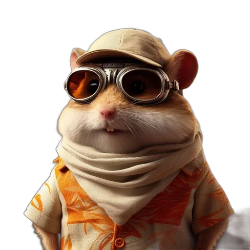 animal, jacket, hat, staff, concept art, 3d render, photorealistic, cyberpunk transparent PNG cut-out