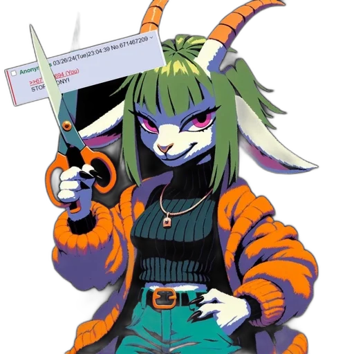 weapon, staff, animal, jacket, cyberpunk, concept art, vaporwave, pixel art transparent PNG cut-out