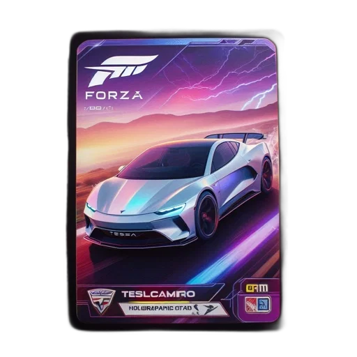 car, concept art, vaporwave, 3d render, forza, trading, card, futuristic transparent PNG cut-out