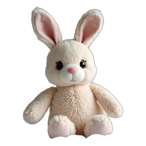 animal, 3d render, plush, toy, rabbit, soft, textured, body transparent PNG cut-out