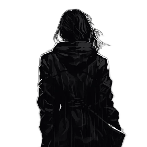 jacket, dress, mask, weapon, concept art, comic book art, cyberpunk, pixel art transparent PNG cut-out