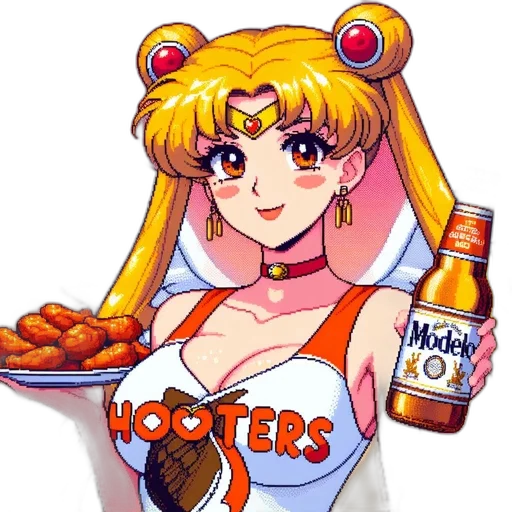 food, robot, pixel art, anime, vaporwave, concept art, sailor, moon transparent PNG cut-out