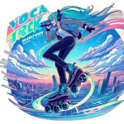 vaporwave, concept art, cyberpunk, neon lights, neon, animated, female, character transparent PNG cut-out
