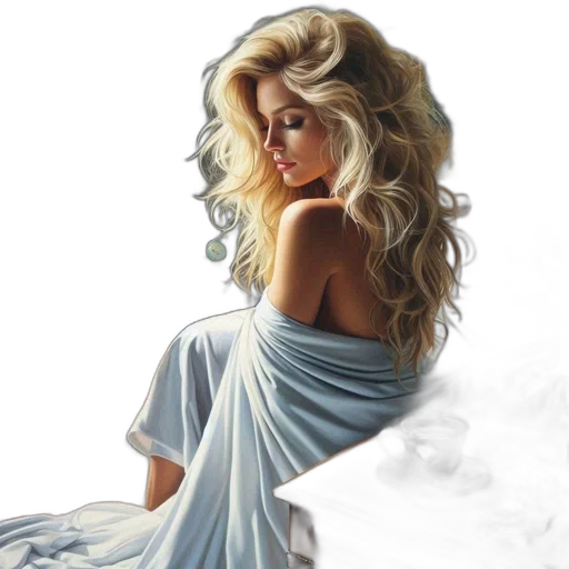 dress, oil painting, photorealistic, fantasy art, concept art, blue, golden, earth tones transparent PNG cut-out