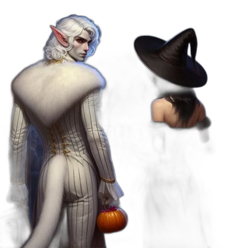 hat, mask, staff, creature, concept art, fantasy art, cyberpunk, 3d render transparent PNG cut-out