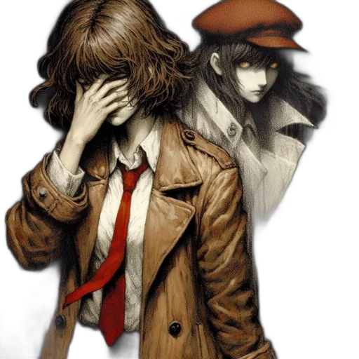 jacket, hat, mask, face, comic book art, concept art, watercolor, anime transparent PNG cut-out