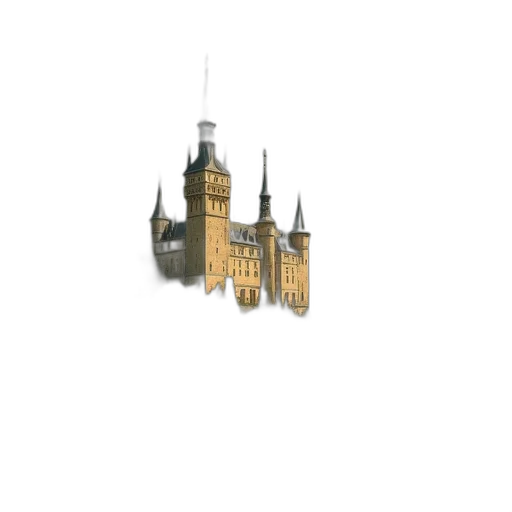 building, crown, umbrella, staff, 3d render, concept art, photorealistic, pixel art transparent PNG cut-out