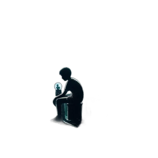 jacket, robot, staff, umbrella, pixel art, concept art, 3d render, photorealistic transparent PNG cut-out