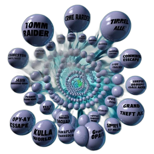 jewelry, 3d render, numerous, labeled, gaming, sphere, icons, float transparent PNG cut-out