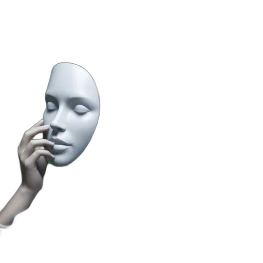 mask, face, robot, hat, 3d render, vaporwave, concept art, photorealistic transparent PNG cut-out