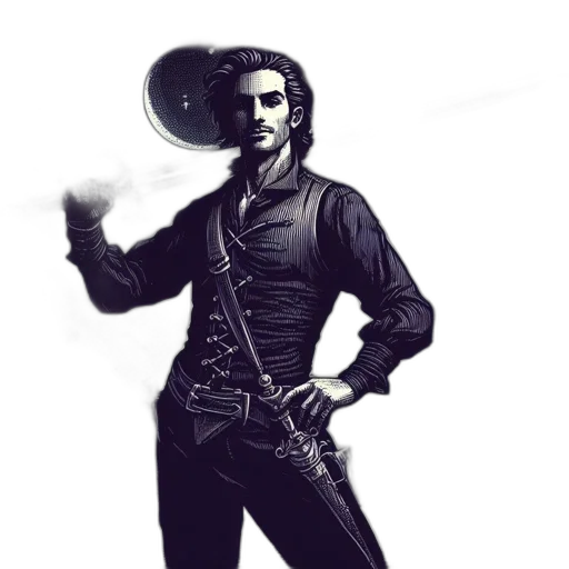 staff, weapon, sword, jacket, concept art, comic book art, fantasy art, pixel art transparent PNG cut-out