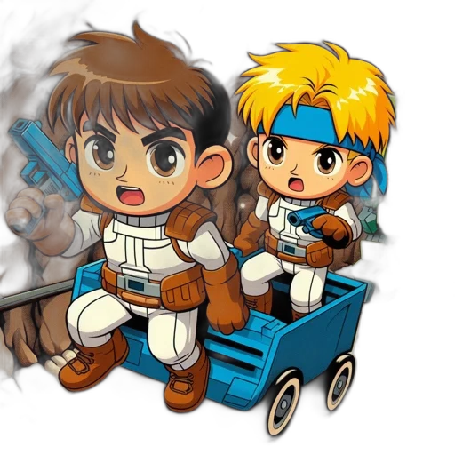 concept art, pixel art, cartoon, anime, outer space, two, futuristic, characters transparent PNG cut-out
