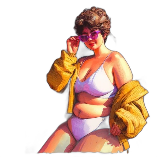 pixel art, vaporwave, concept art, cyberpunk, golden, pastel, woman, yellow transparent PNG cut-out
