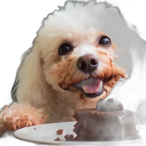 food, animal, creature, face, photorealistic, 3d render, fluffy, white transparent PNG cut-out