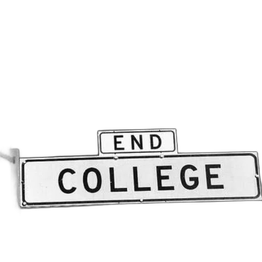 black, white, photo, street, sign, reading, end, college transparent PNG cut-out