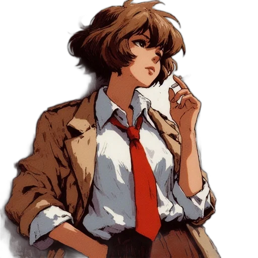 jacket, staff, face, umbrella, pixel art, anime, concept art, watercolor transparent PNG cut-out