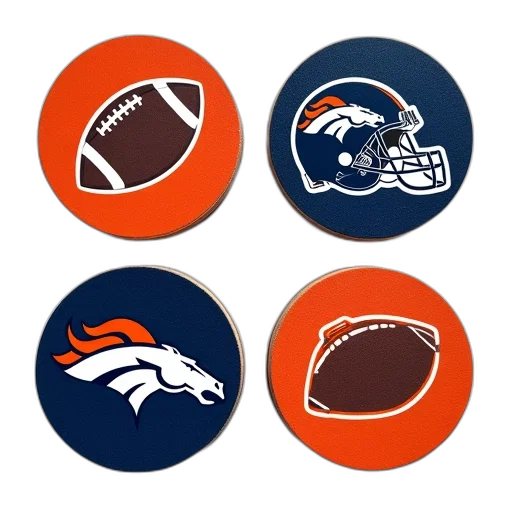 set, six, circular, blue, orange, sports-themed, coasters, football transparent PNG cut-out