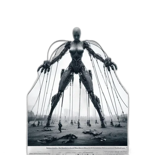 robot, creature, weapon, animal, concept art, cyberpunk, comic book art, 3d render transparent PNG cut-out