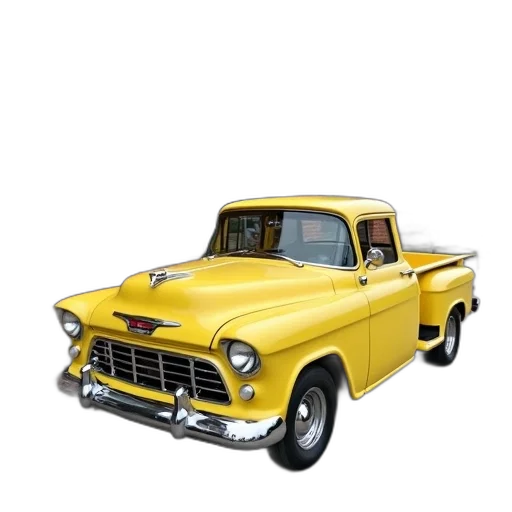 car, photorealistic, 3d render, concept art, pixel art, vintage, yellow, parked transparent PNG cut-out