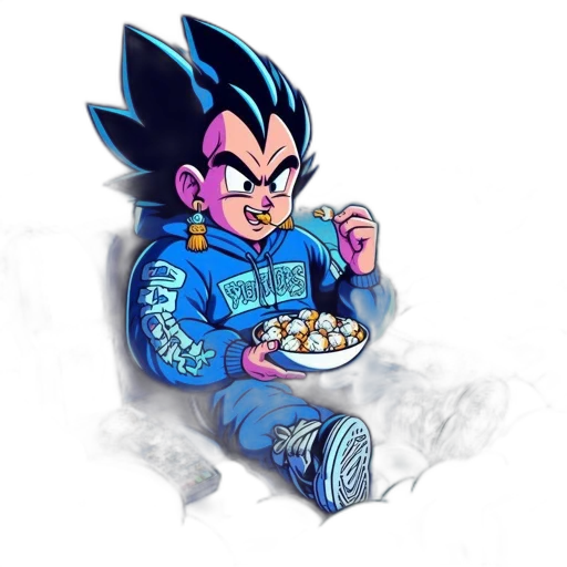 food, pixel art, concept art, cartoon, vaporwave, blue, character, spiky transparent PNG cut-out