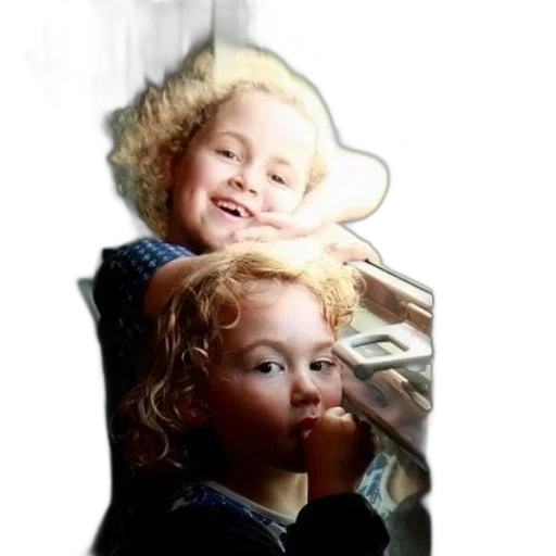 face, photorealistic, two, children transparent PNG cut-out