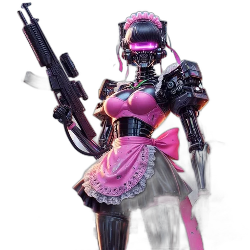 weapon, robot, staff, concept art, cyberpunk, 3d render, pixel art, pastel transparent PNG cut-out