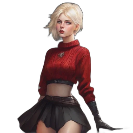 jacket, dress, staff, concept art, fantasy art, pixel art, photorealistic, red transparent PNG cut-out