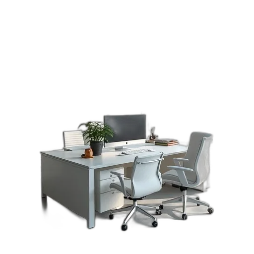 furniture, staff, 3d render, photorealistic, concept art, monochrome, modern, office transparent PNG cut-out