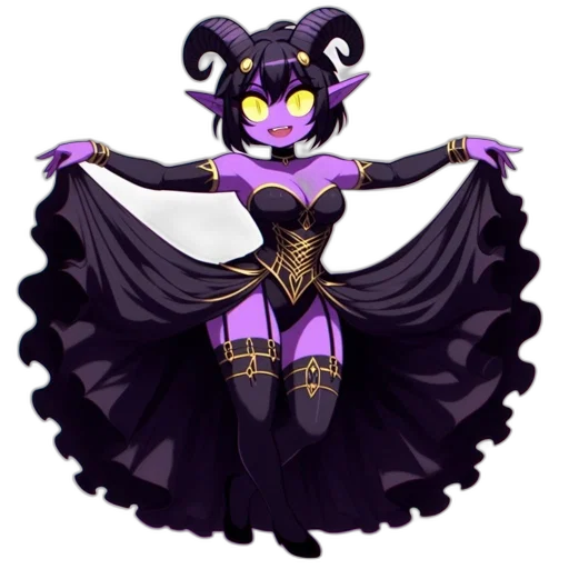 pixel art, concept art, fantasy art, anime, dark, purple-skinned, character, curved transparent PNG cut-out