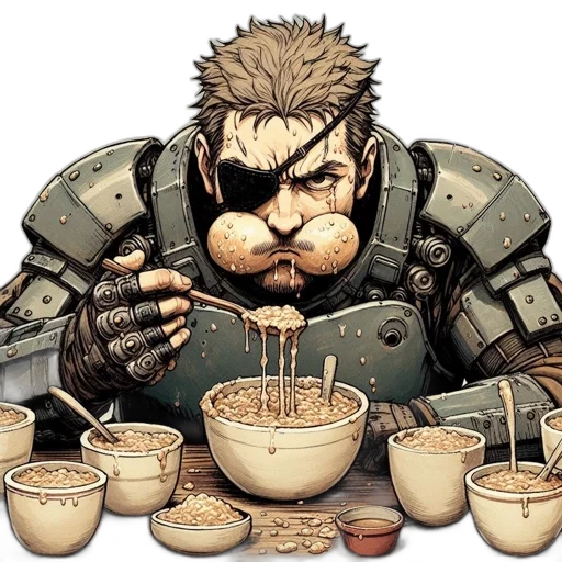 food, comic book art, concept art, pixel art, fantasy art, earth tones, stylized, character transparent PNG cut-out