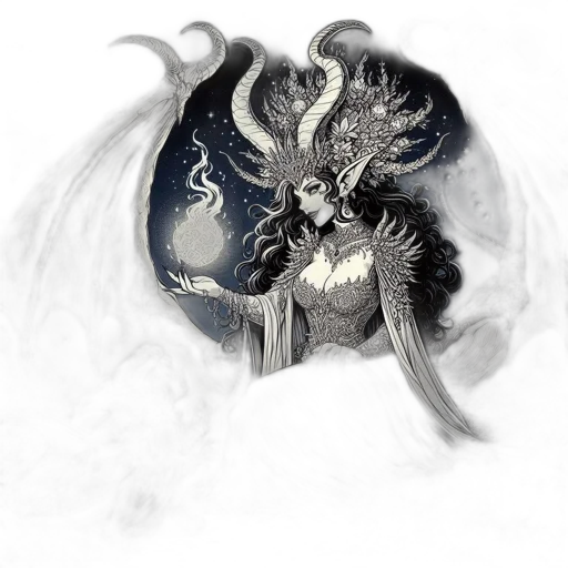dragon, mask, creature, staff, fantasy art, concept art, watercolor, comic book art transparent PNG cut-out