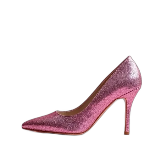 shoes, 3d render, pink, glitter transparent PNG cut-out