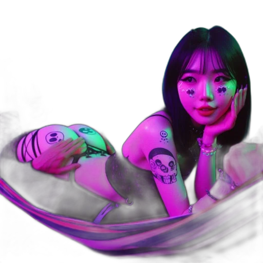 creature, photorealistic, vaporwave, 3d render, concept art, neon lights, underwater, fire transparent PNG cut-out