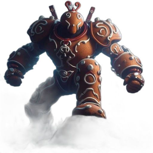 robot, creature, weapon, dragon, concept art, fantasy art, 3d render, gingerbread transparent PNG cut-out