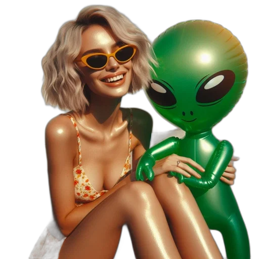 creature, concept art, comic book art, fantasy art, pixel art, outer space, woman, floral transparent PNG cut-out