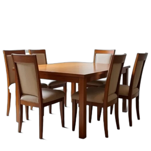 furniture, 3d render, photorealistic, wooden, dining, table, glossy, finish transparent PNG cut-out