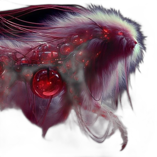 creature, hair, animal, mask, concept art, fantasy art, cyberpunk, photorealistic transparent PNG cut-out