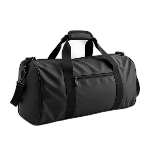 3d render, black, gym, bag, zipper, closure, two, straps transparent PNG cut-out