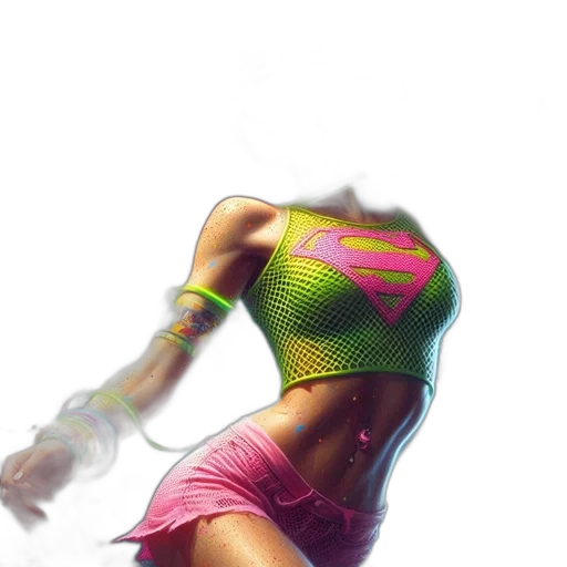 dress, cyberpunk, concept art, 3d render, fantasy art, neon lights, neon, colorful transparent PNG cut-out