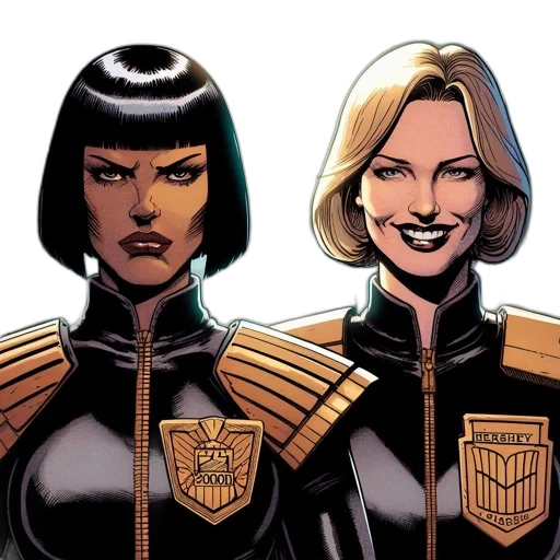 comic book art, concept art, two, women, futuristic, outfits, featuring, black transparent PNG cut-out