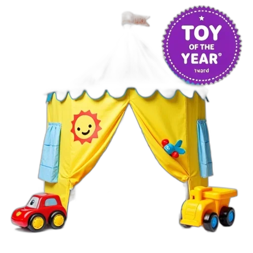 colorful, children, play, tent, blue, yellow, design, featuring transparent PNG cut-out