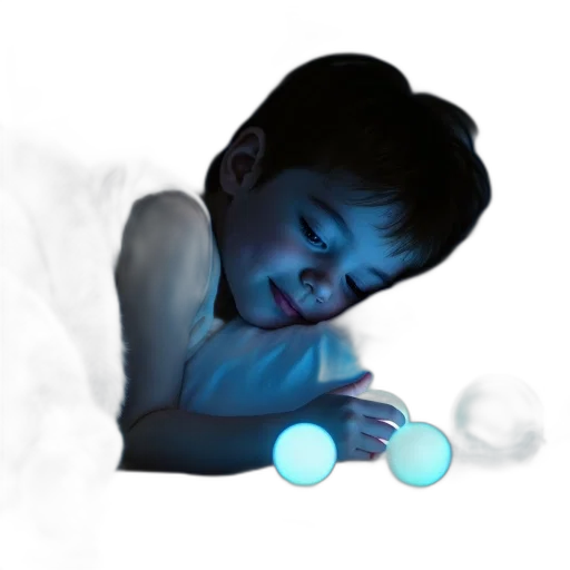 photorealistic, 3d render, concept art, oil painting, night, neon lights, blue, child transparent PNG cut-out
