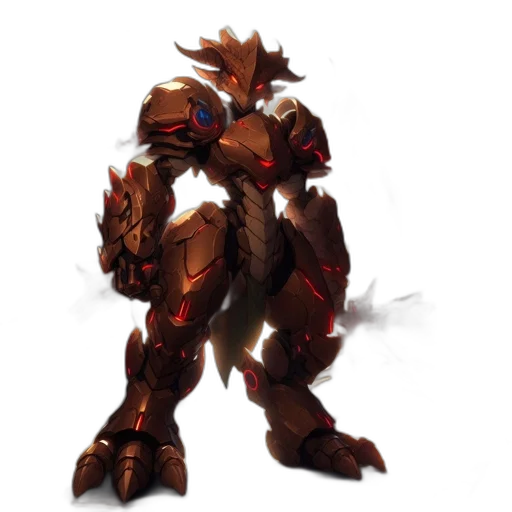 robot, weapon, dragon, concept art, fantasy art, 3d render, pixel art, imposing transparent PNG cut-out