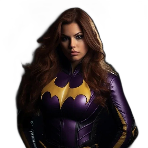 comic book art, concept art, photorealistic, cartoon, woman, dressed, purple, costume transparent PNG cut-out