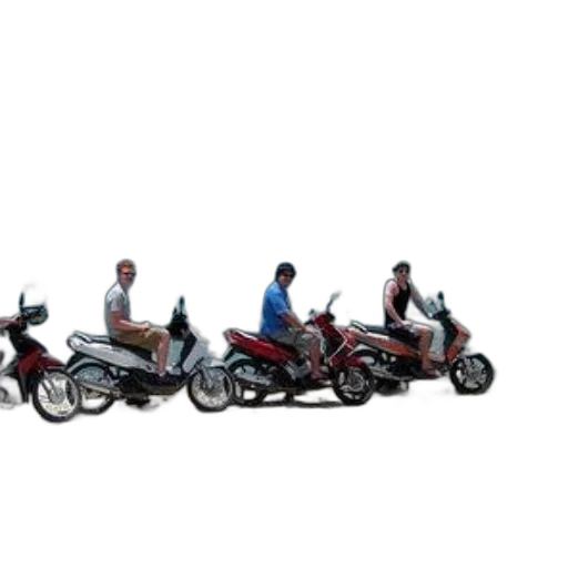 staff, car, 3d render, concept art, photorealistic, four, people, mopeds transparent PNG cut-out