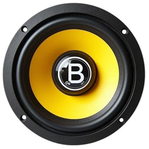close-up, image, car, speaker, yellow, black, design, has transparent PNG cut-out