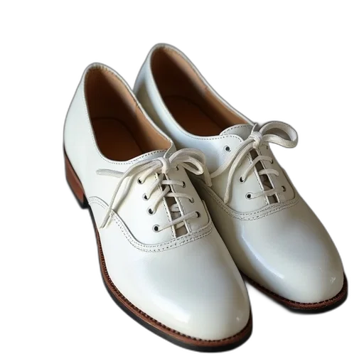 shoes, photorealistic, 3d render, white, black, retro, women, saddle transparent PNG cut-out