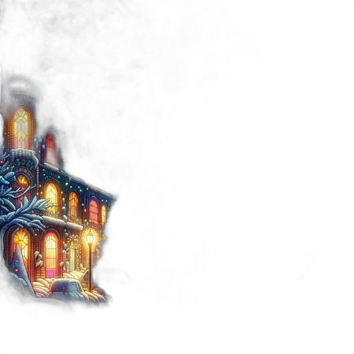crown, fantasy art, concept art, pixel art, 3d render, wintry, town, illuminated transparent PNG cut-out