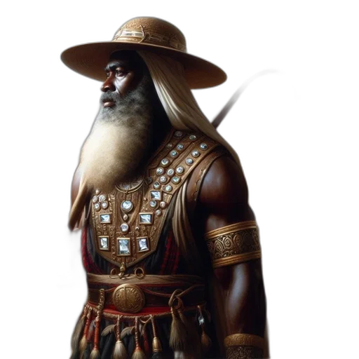 hat, sword, staff, weapon, fantasy art, concept art, photorealistic, 3d render transparent PNG cut-out